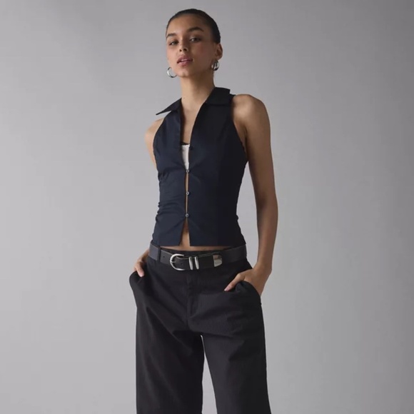 Urban Outfitters Party Girl Cotton-Blend Button Down Sleeveless Top Size L - Picture 8 of 8